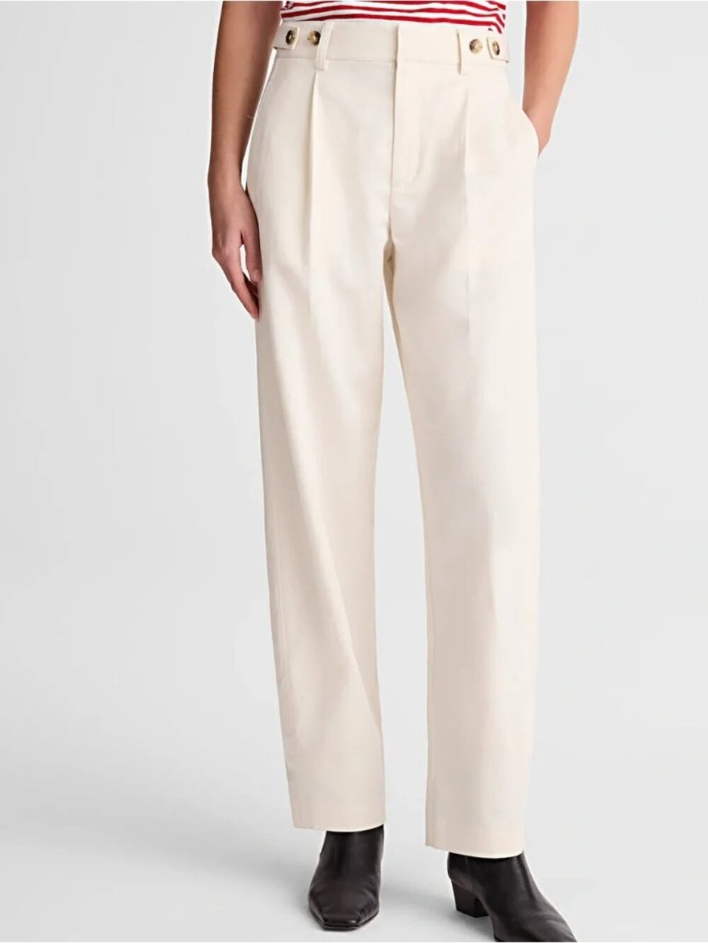 Madewell Cream Barrel-Leg Pants 12 NWT